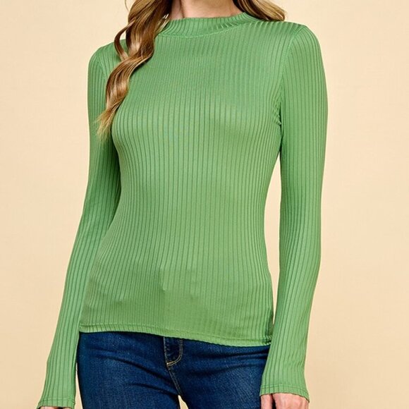 Heart & Hips Long Sleeve Mock Ribbed Stretch Turtleneck Top - Color Choice - Picture 9 of 16